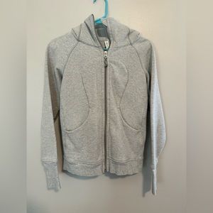 Lululemon scuba zip-up hoodie in heather gray.